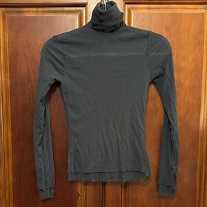 United Colors of Benetton Charcoal Sheer Mesh Turtleneck Form Fitting size Small